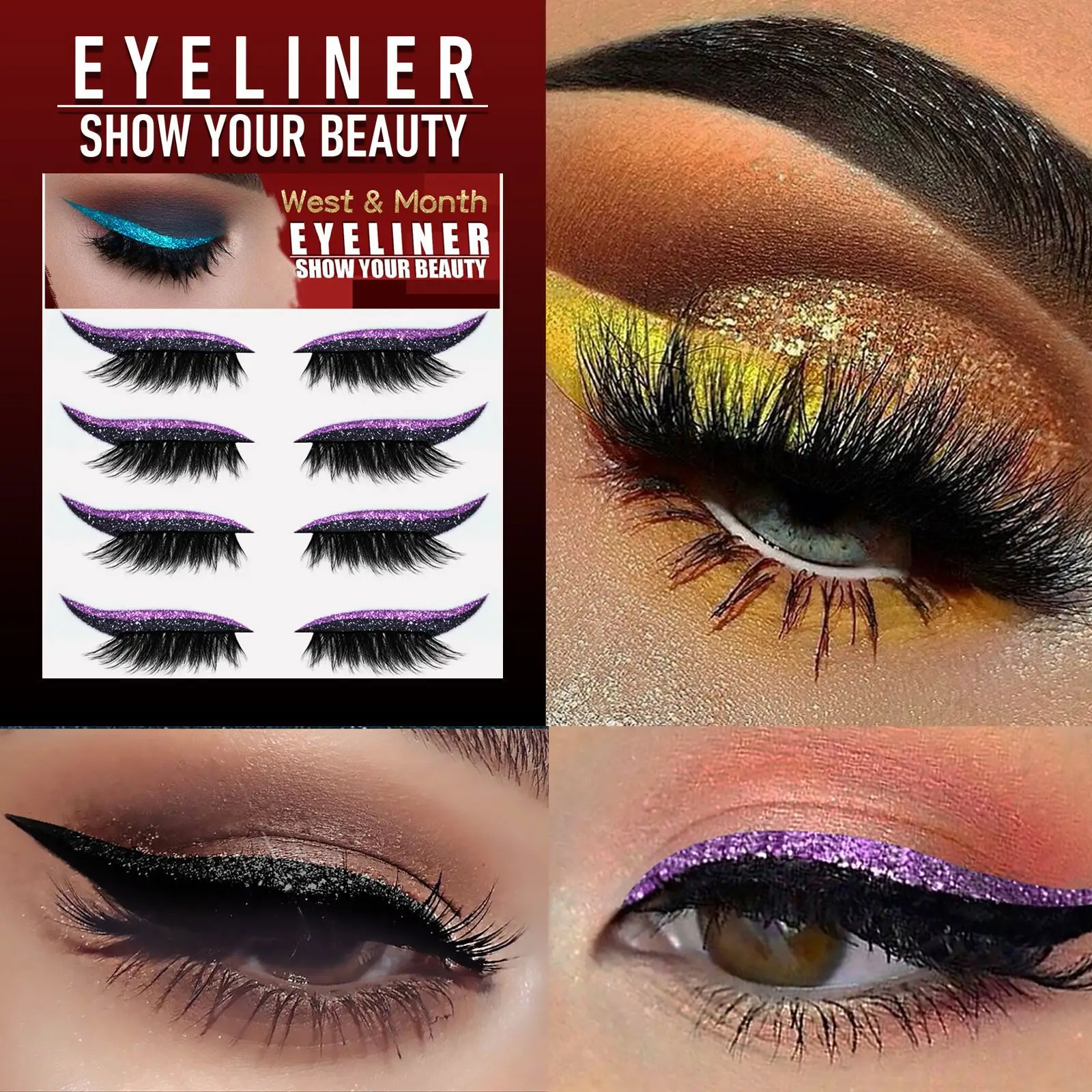 West Month Eyeliner Stickers Gel False Eyelashes Curling - Image 9
