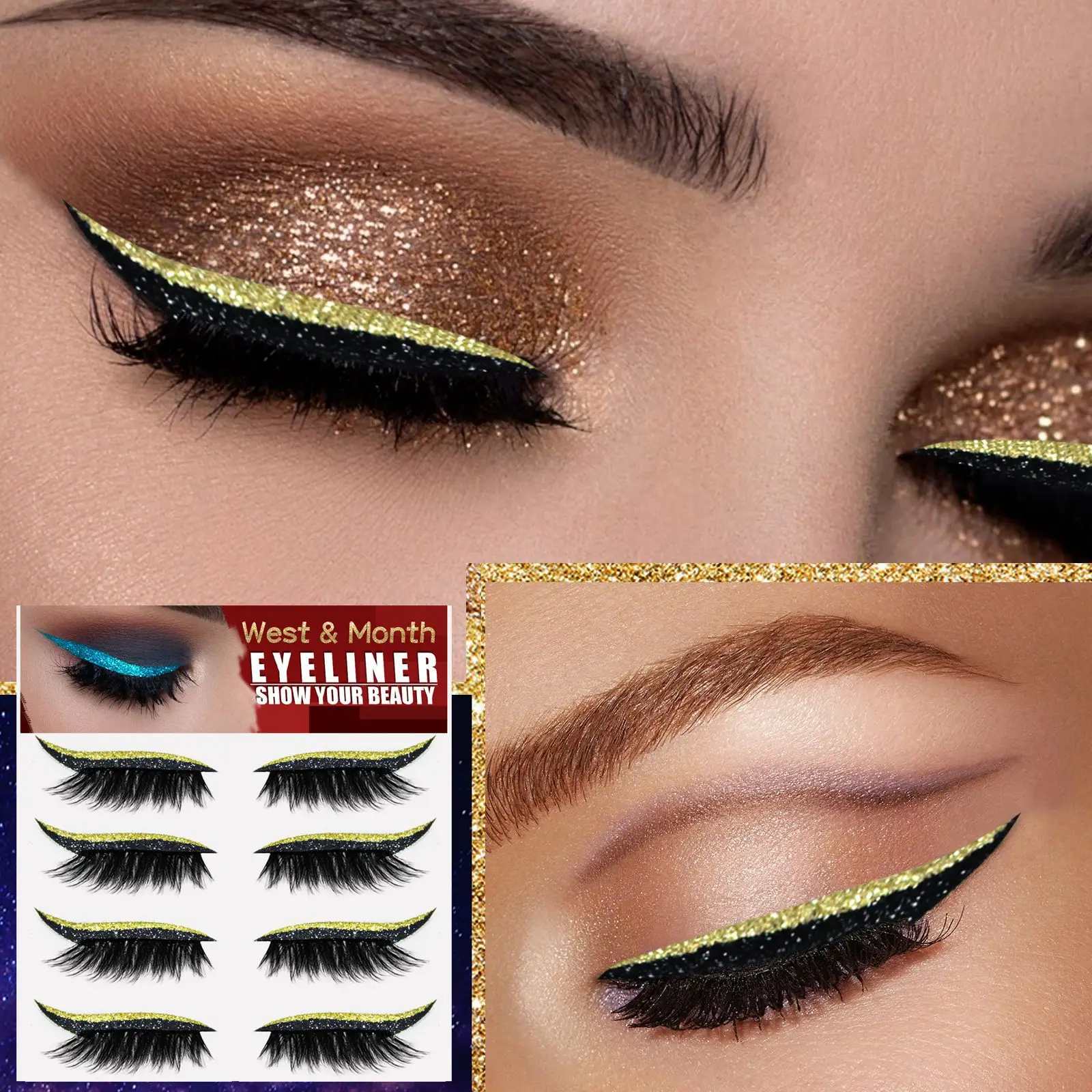 West Month Eyeliner Stickers Gel False Eyelashes Curling - Image 12