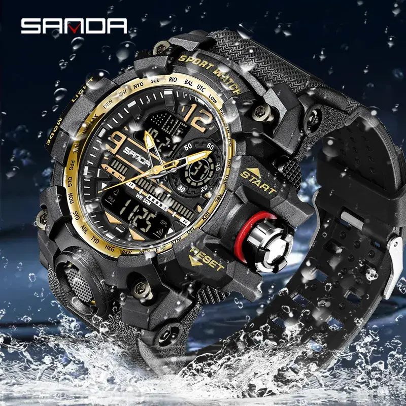 Sanda 3133 Men's Digital Sport Watch White Rose Gold - Image 102