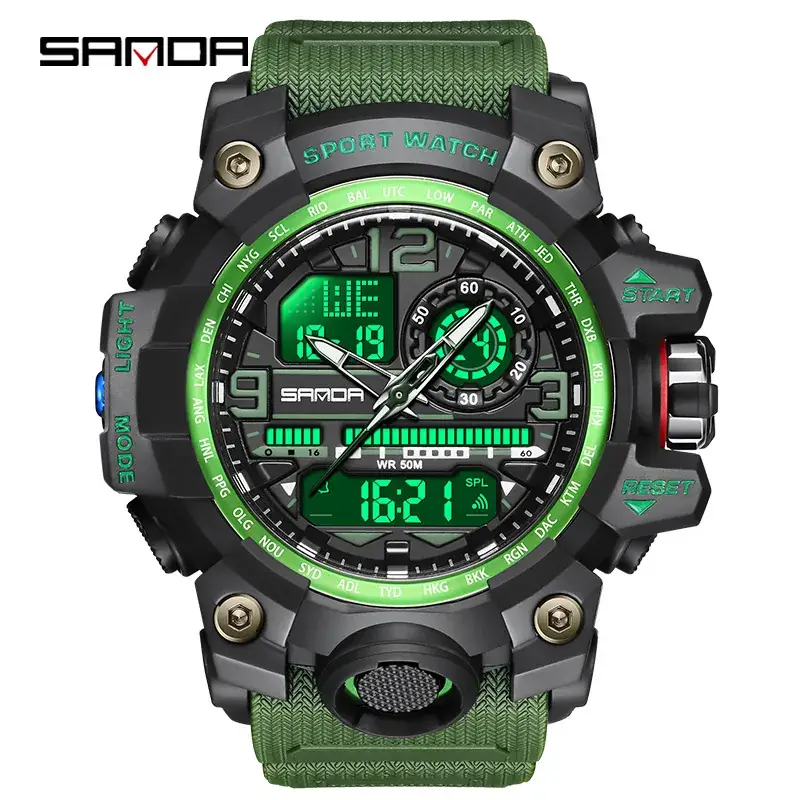 Sanda 3133 Men's Digital Sport Watch White Rose Gold - Image 105