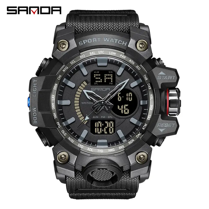 Sanda 3133 Men's Digital Sport Watch White Rose Gold - Image 21