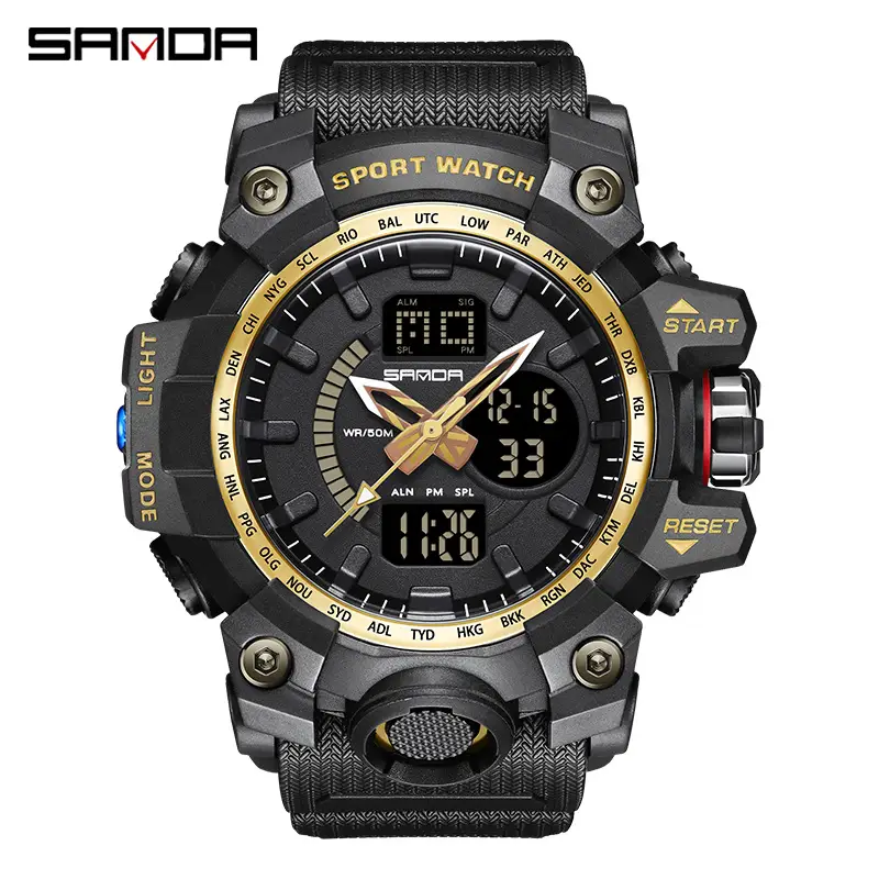 Sanda 3133 Men's Digital Sport Watch White Rose Gold - Image 25