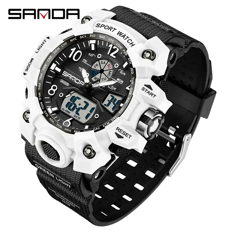 Sanda 3133 Men's Digital Sport Watch White Rose Gold - Image 67