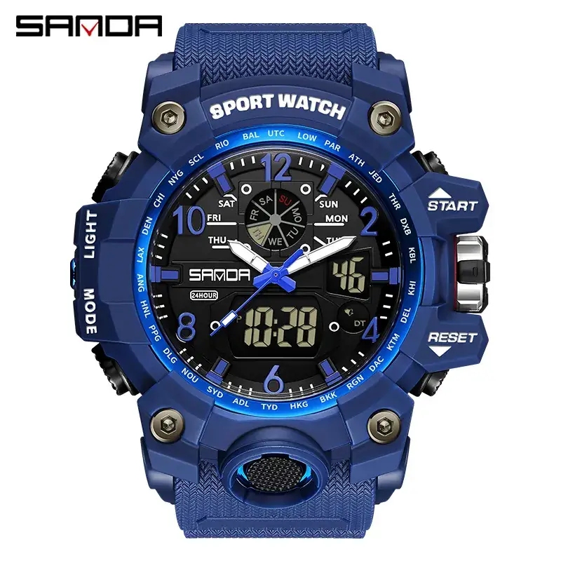 Sanda 3133 Men's Digital Sport Watch White Rose Gold - Image 78