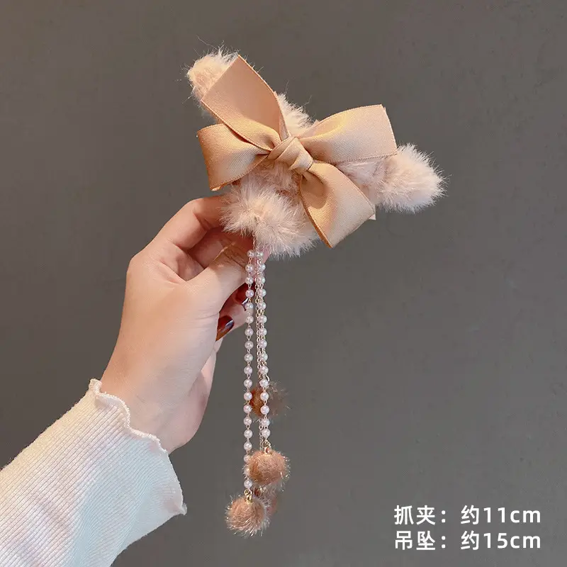 Red Plush Hair Clip for Women Korean Style Large Winter Hair Ball - Image 22
