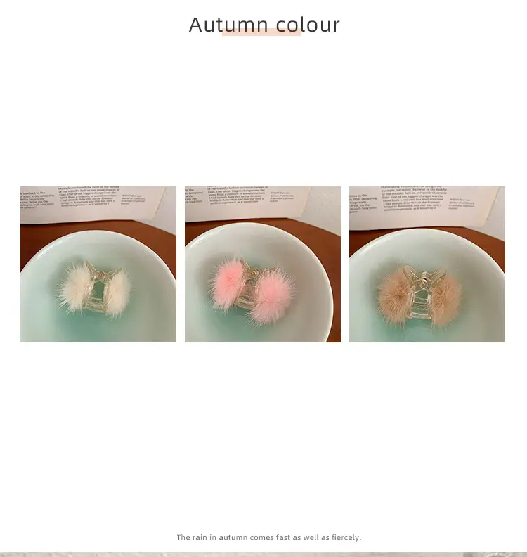 Red Plush Hair Clip for Women Korean Style Large Winter Hair Ball — feature 32
