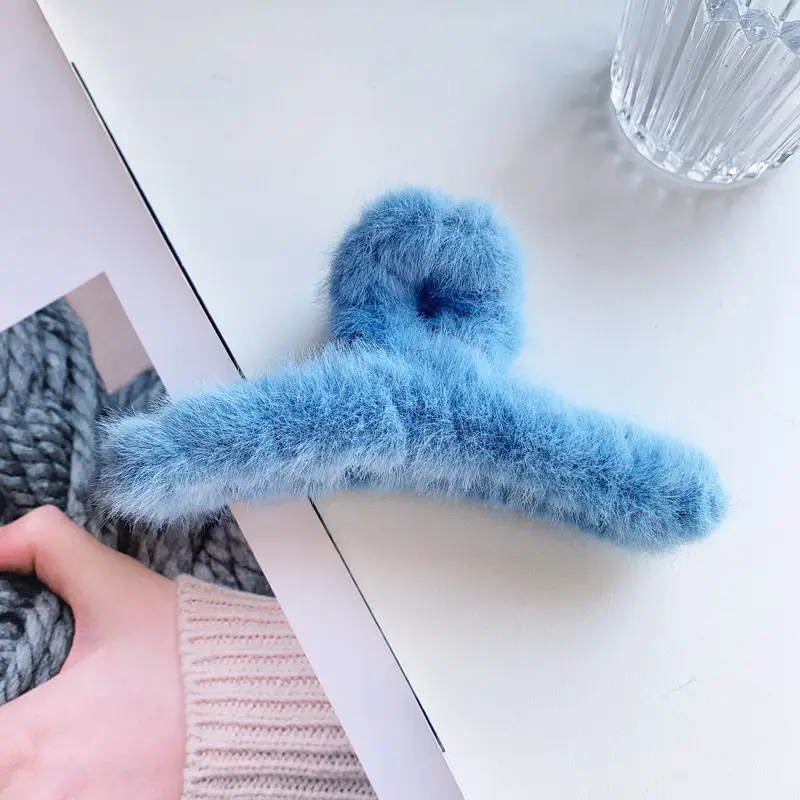 Red Plush Hair Clip for Women Korean Style Large Winter Hair Ball - Image 12