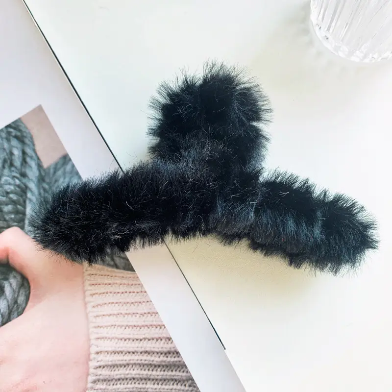 Red Plush Hair Clip for Women Korean Style Large Winter Hair Ball - Image 15