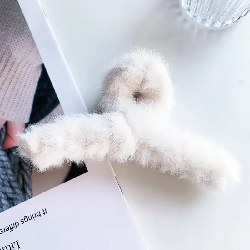 Red Plush Hair Clip for Women Korean Style Large Winter Hair Ball - Image 18