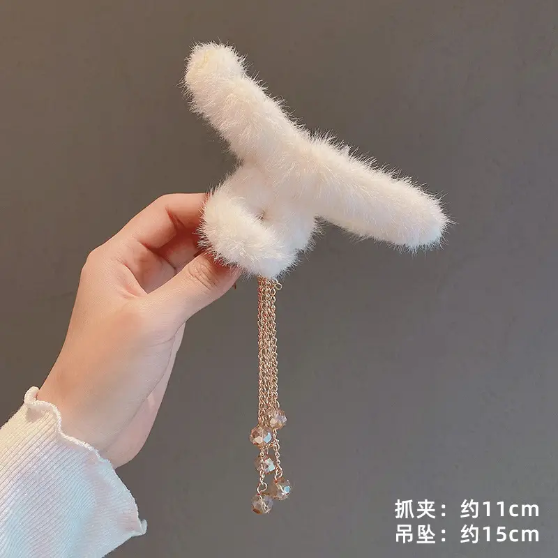 Red Plush Hair Clip for Women Korean Style Large Winter Hair Ball - Image 6