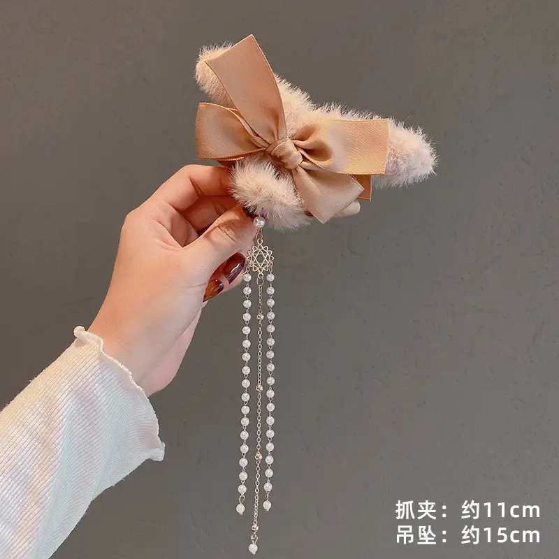 Red Plush Hair Clip for Women Korean Style Large Winter Hair Ball - Image 7