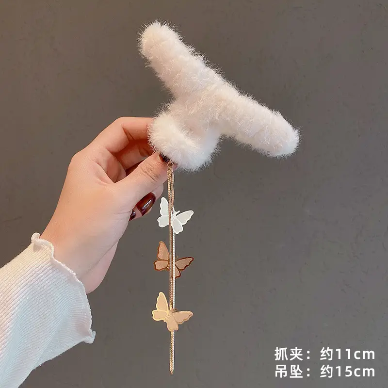Red Plush Hair Clip for Women Korean Style Large Winter Hair Ball - Image 8