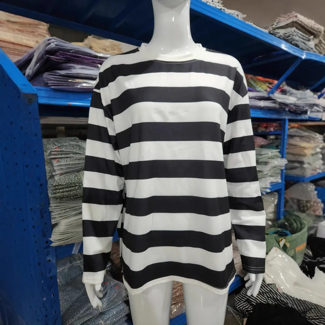 Men Women Striped Sweatshirt Autumn Loose Sleeve Top - Image 5
