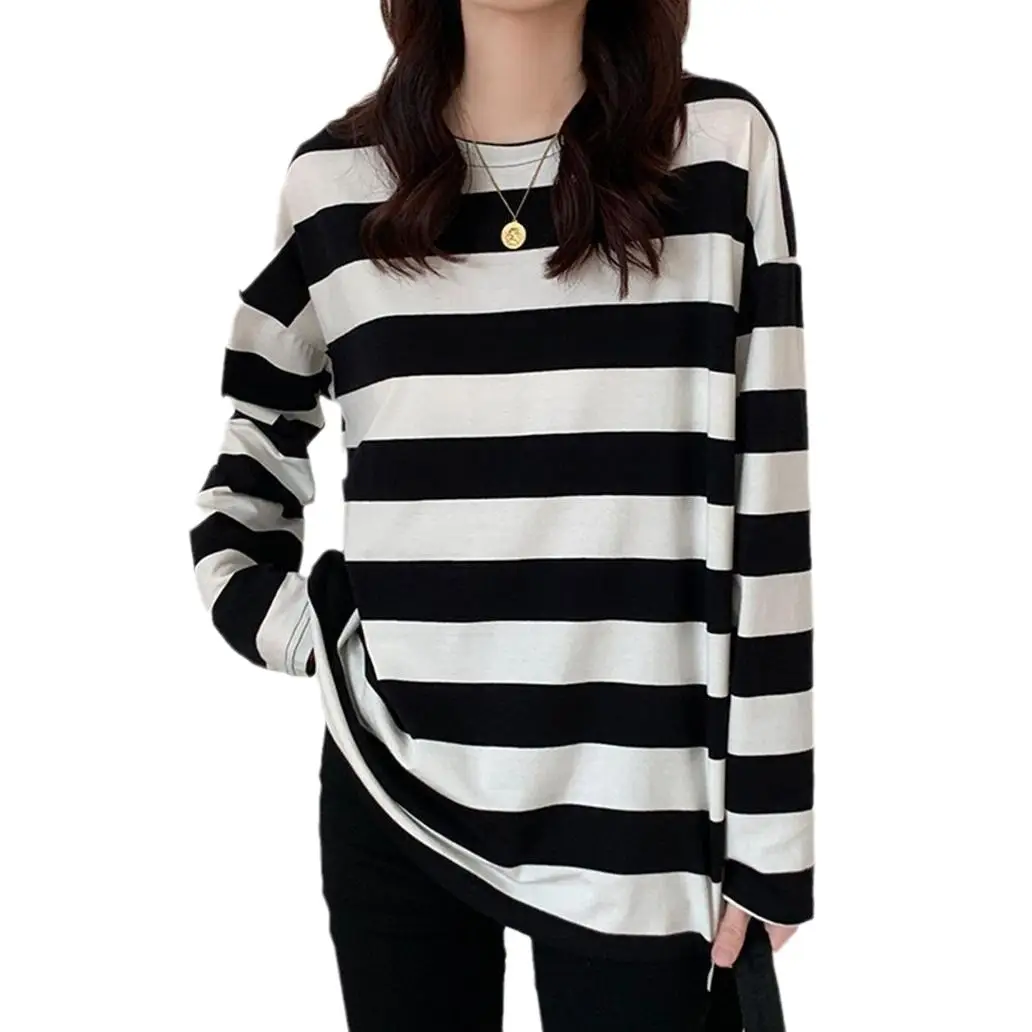 Men Women Striped Sweatshirt Autumn Loose Sleeve Top - Image 6