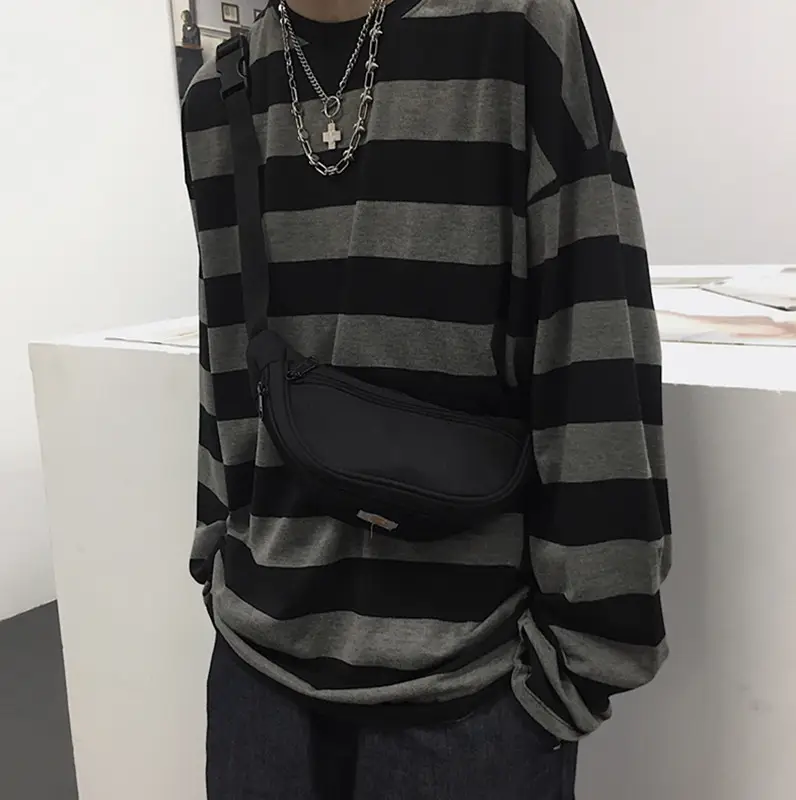 Men Women Striped Sweatshirt Autumn Loose Sleeve Top — feature 12
