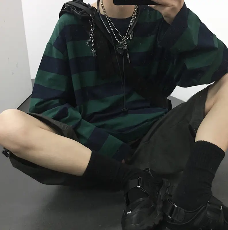 Men Women Striped Sweatshirt Autumn Loose Sleeve Top — feature 15