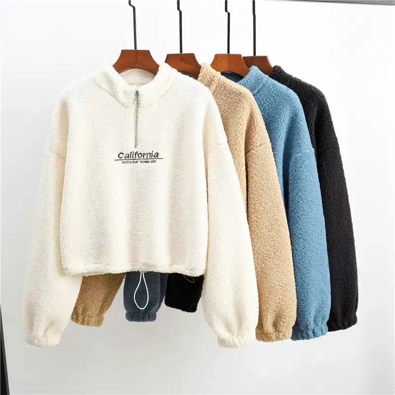 Women's 300g Cashmere Fleece Hoodie Blue Loose Fit - Image 5