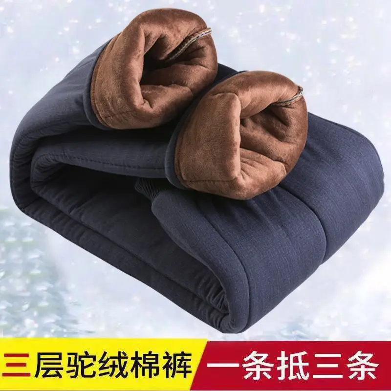 Winter Warm Camel Velvet Pants for Women