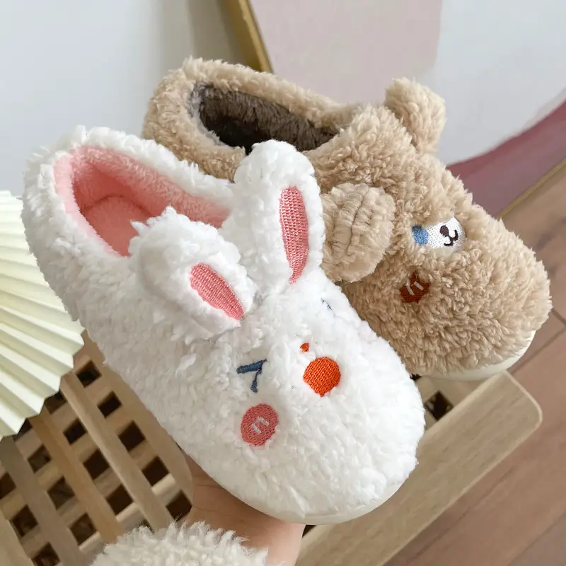 Plush Cotton Slippers Women's Winter Cute Home Indoor Warm Cotton Slippers Soft Cute Rabbit Cartoon Couple's Cotton Shoes - Image 4