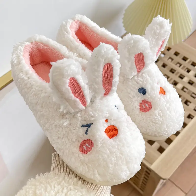 Plush Cotton Slippers Women's Winter Cute Home Indoor Warm Cotton Slippers Soft Cute Rabbit Cartoon Couple's Cotton Shoes - Image 5