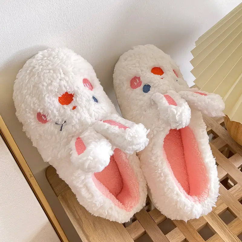 Plush Cotton Slippers Women's Winter Cute Home Indoor Warm Cotton Slippers Soft Cute Rabbit Cartoon Couple's Cotton Shoes - Image 7