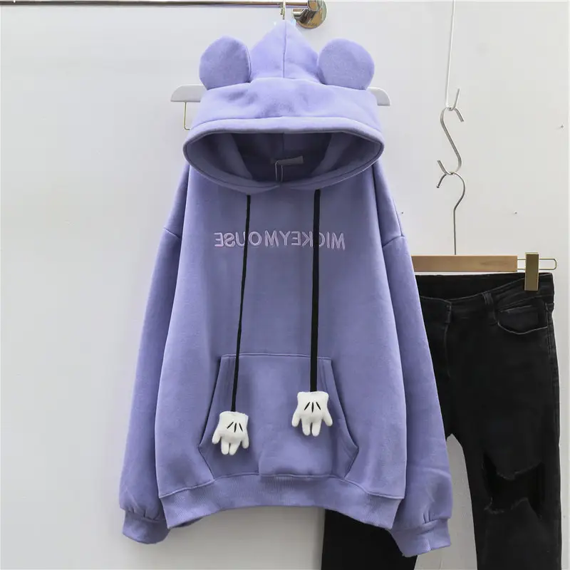 Women's White Hooded Fleece Sweatshirt Set Spring Autumn — feature 15