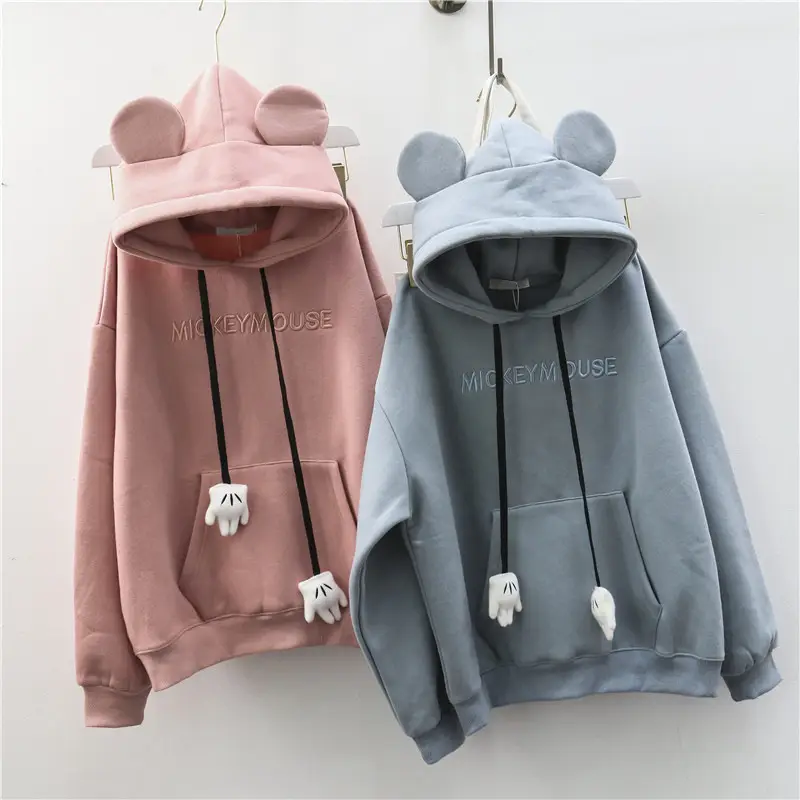 Women's White Hooded Fleece Sweatshirt Set Spring Autumn — feature 7