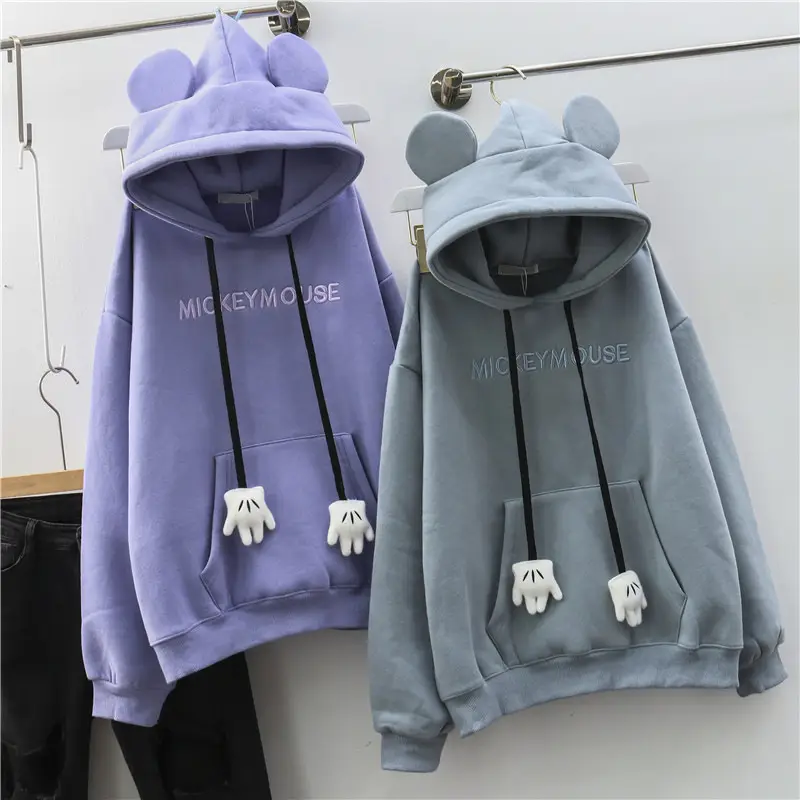 Women's White Hooded Fleece Sweatshirt Set Spring Autumn — feature 8