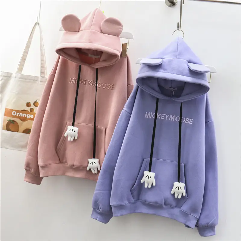 Women's White Hooded Fleece Sweatshirt Set Spring Autumn — feature 9