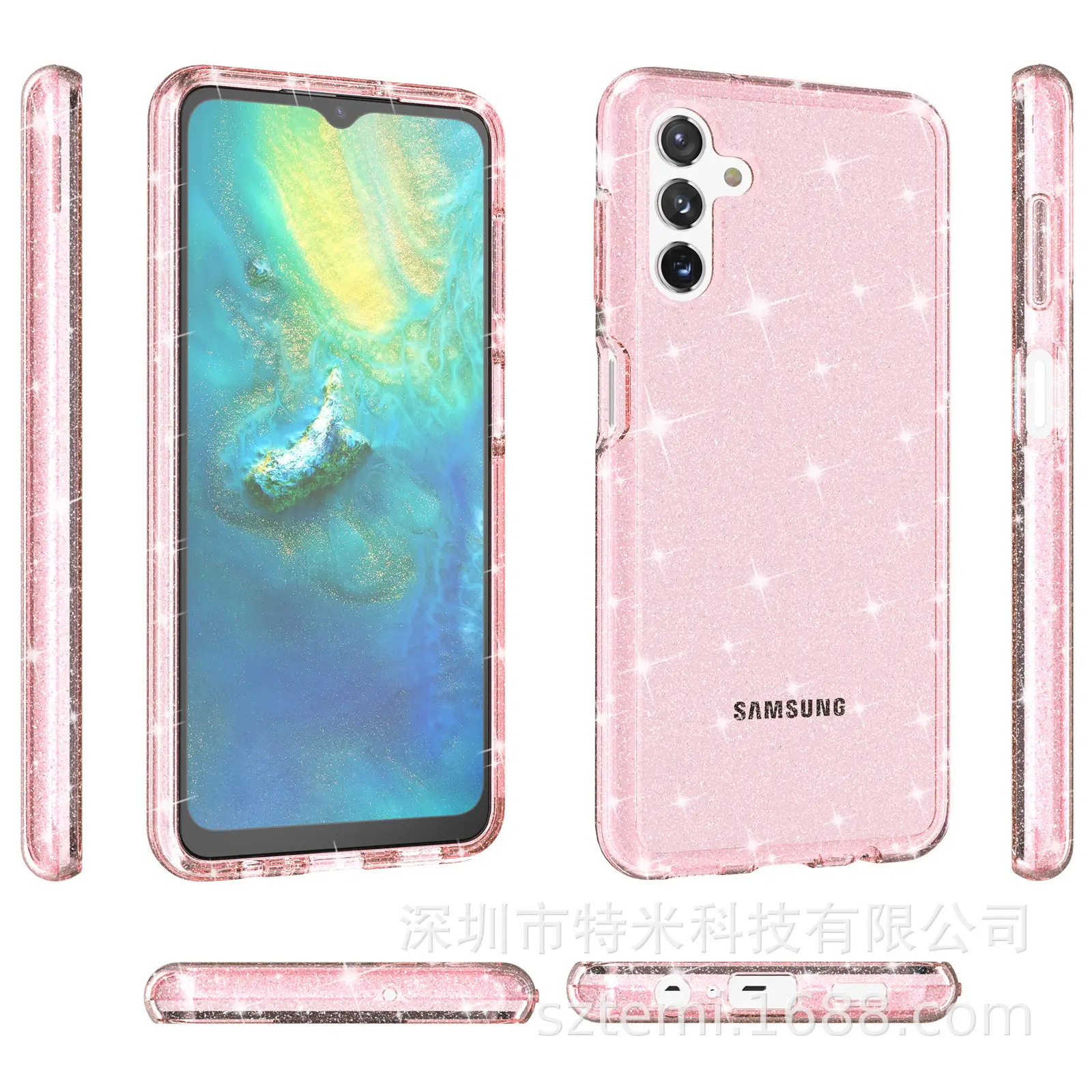 Samsung A13 Glitter Pink Anti-Fall Phone Case - Image 9