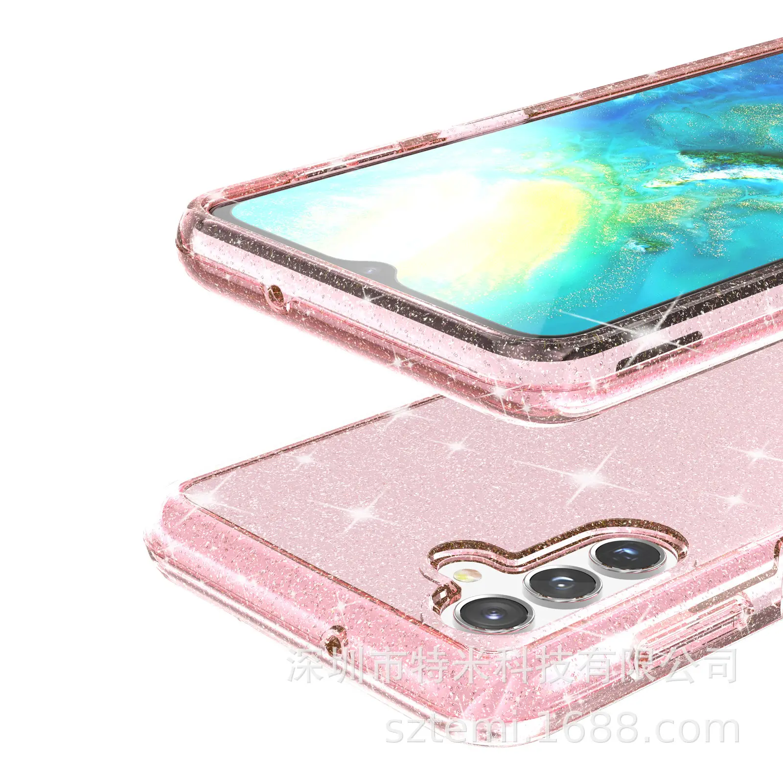 Samsung A13 Glitter Pink Anti-Fall Phone Case - Image 10