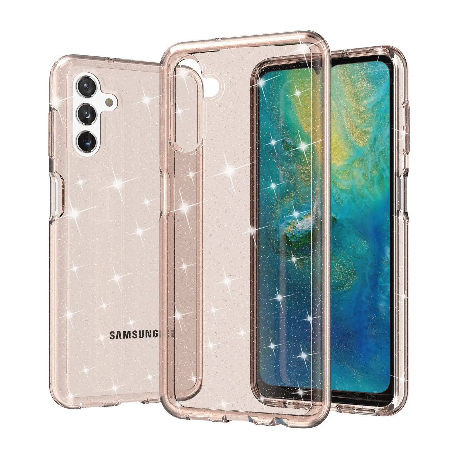 Samsung A13 Glitter Pink Anti-Fall Phone Case - Image 4
