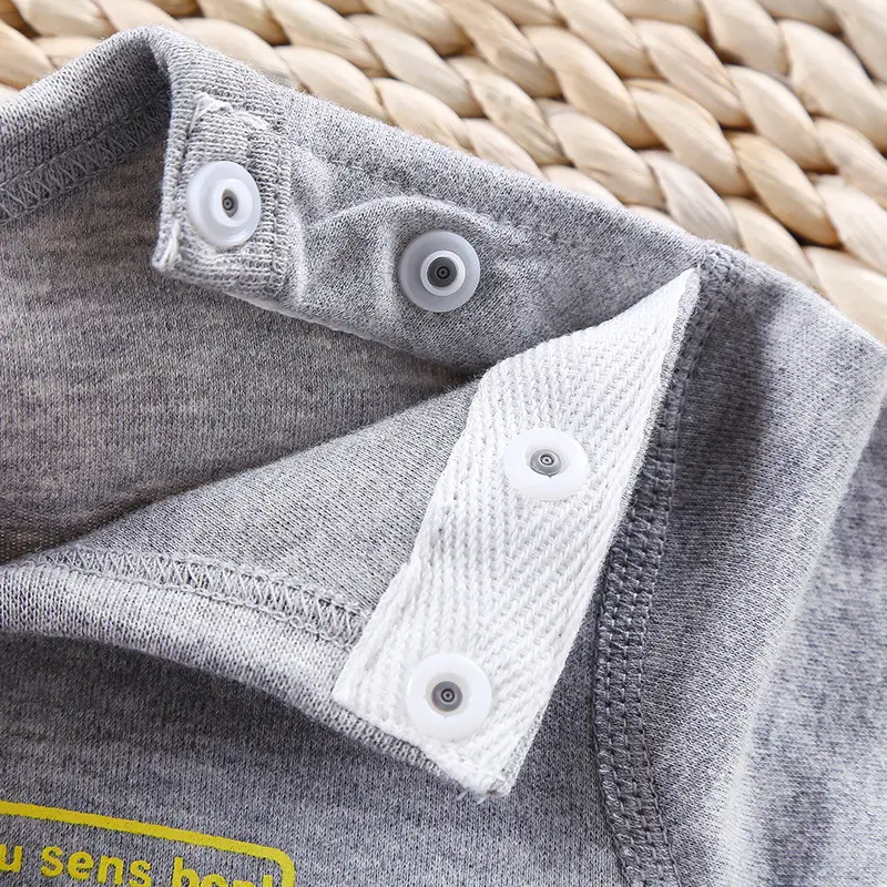 Newborn Baby Long Sleeve Cotton Hoodie Set Grey Striped - Image 4