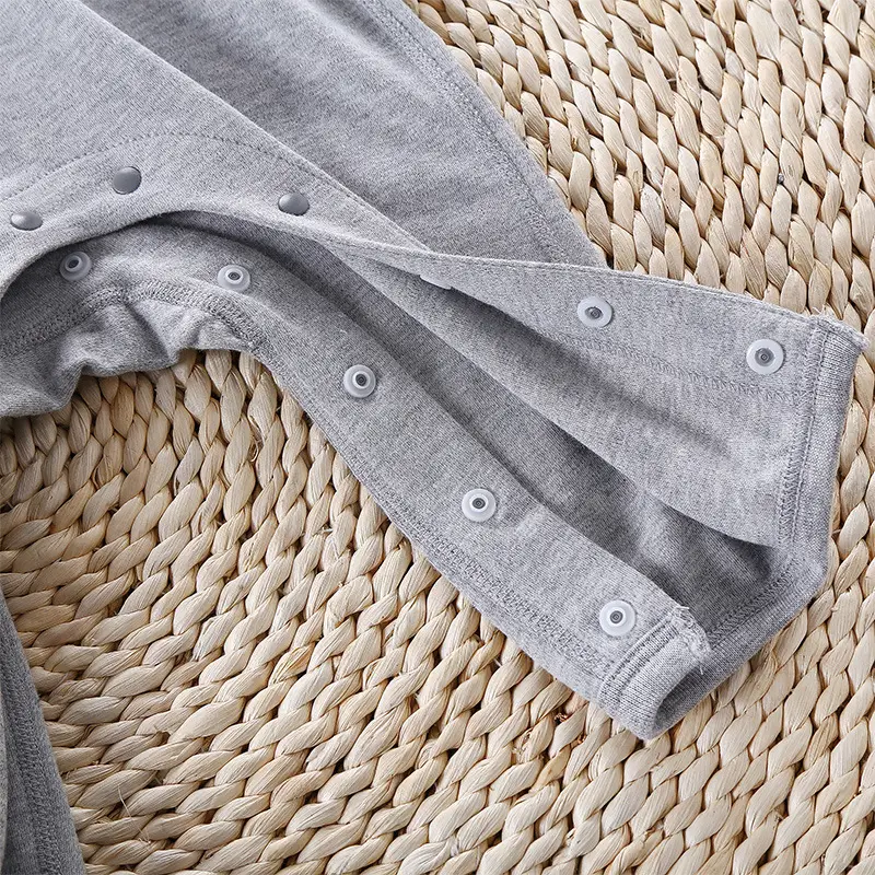 Newborn Baby Long Sleeve Cotton Hoodie Set Grey Striped - Image 5