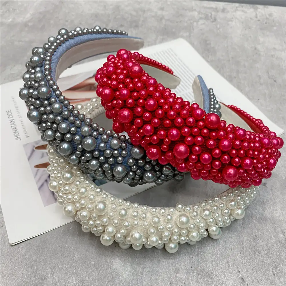 Heavy Handmade Pearl Crossbody Band Red Silver White - Image 9