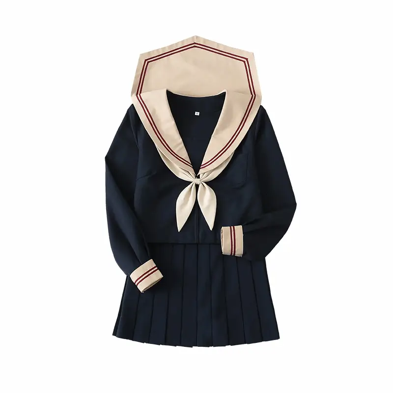 Navy Blue Japanese Sailor Suit Skirt Long Sleeve - Image 12