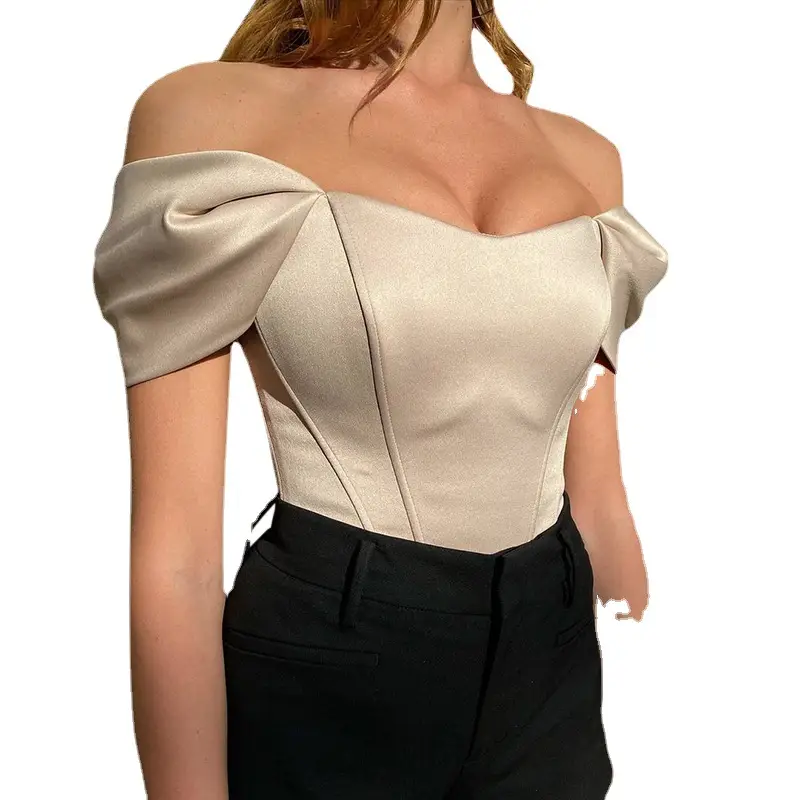 Red Off-Shoulder Fishbone Corset Top for Women - Image 11