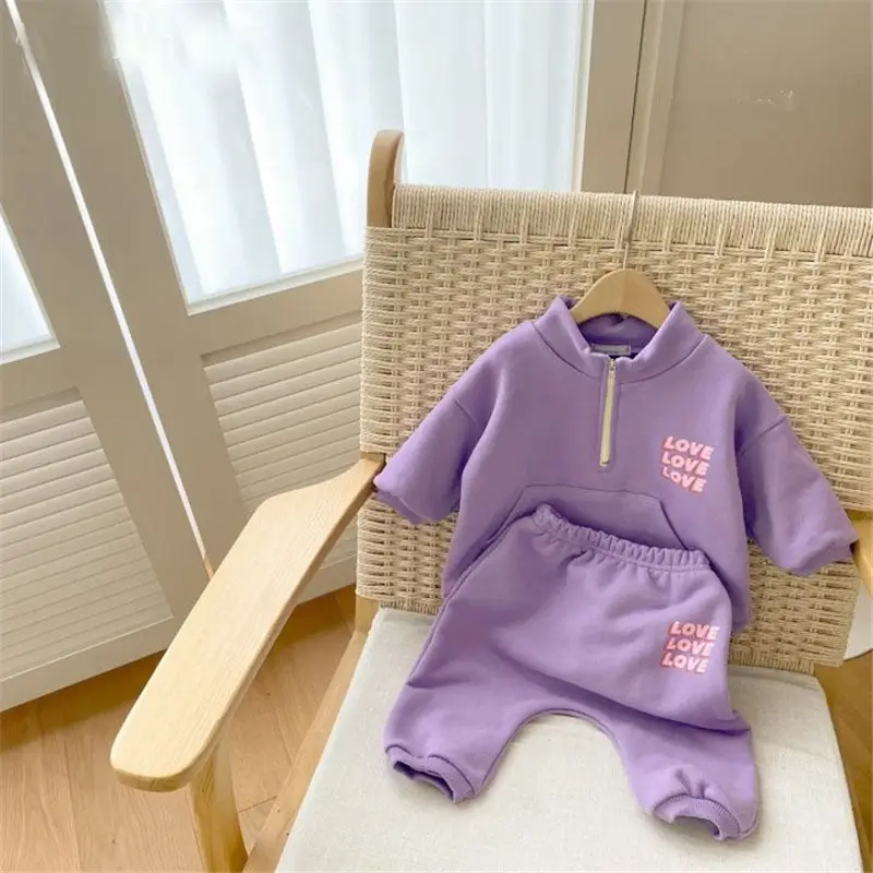 2025 Korean Style White Letter Print Kids Sweatshirt & Pants Set - Image 2