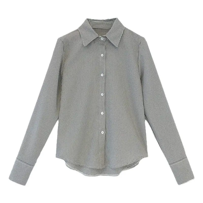 2026 Spring Plus Size Vertical Striped Shirt for Women - Image 8