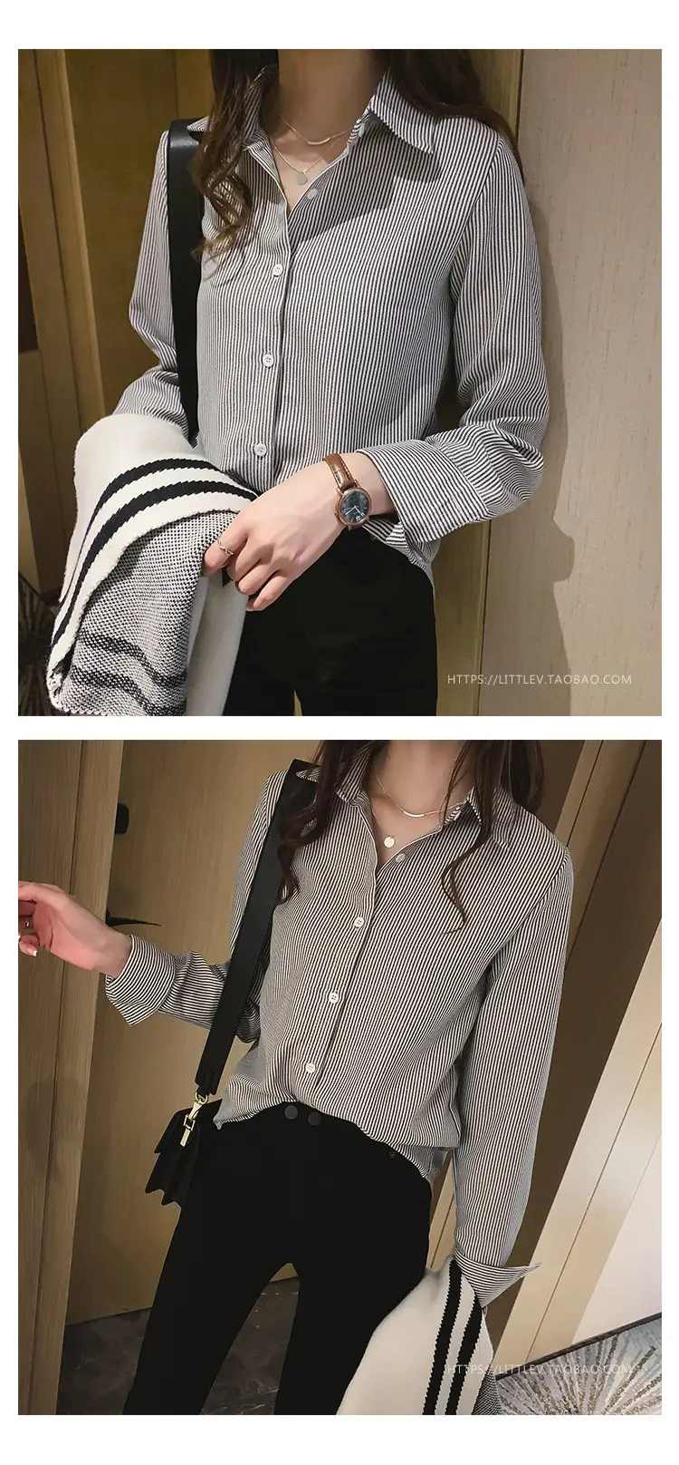 2026 Spring Plus Size Vertical Striped Shirt for Women — feature 11