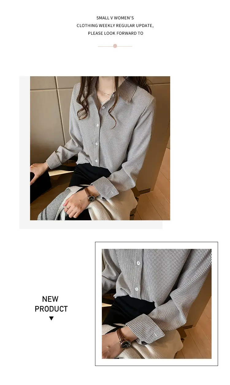 2026 Spring Plus Size Vertical Striped Shirt for Women — feature 12