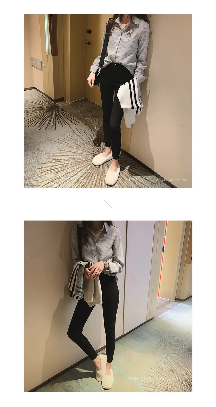2026 Spring Plus Size Vertical Striped Shirt for Women — feature 13
