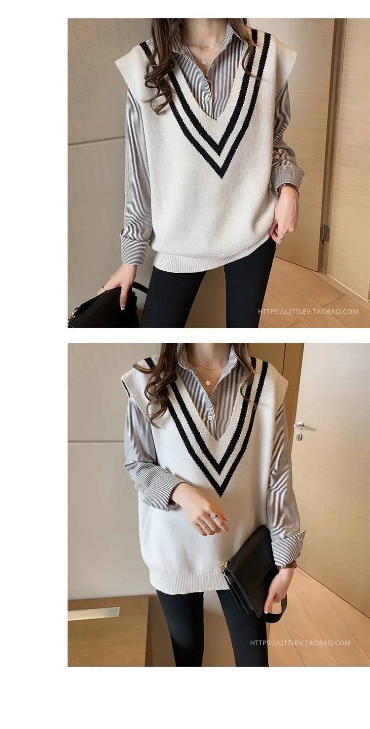 2026 Spring Plus Size Vertical Striped Shirt for Women — feature 15