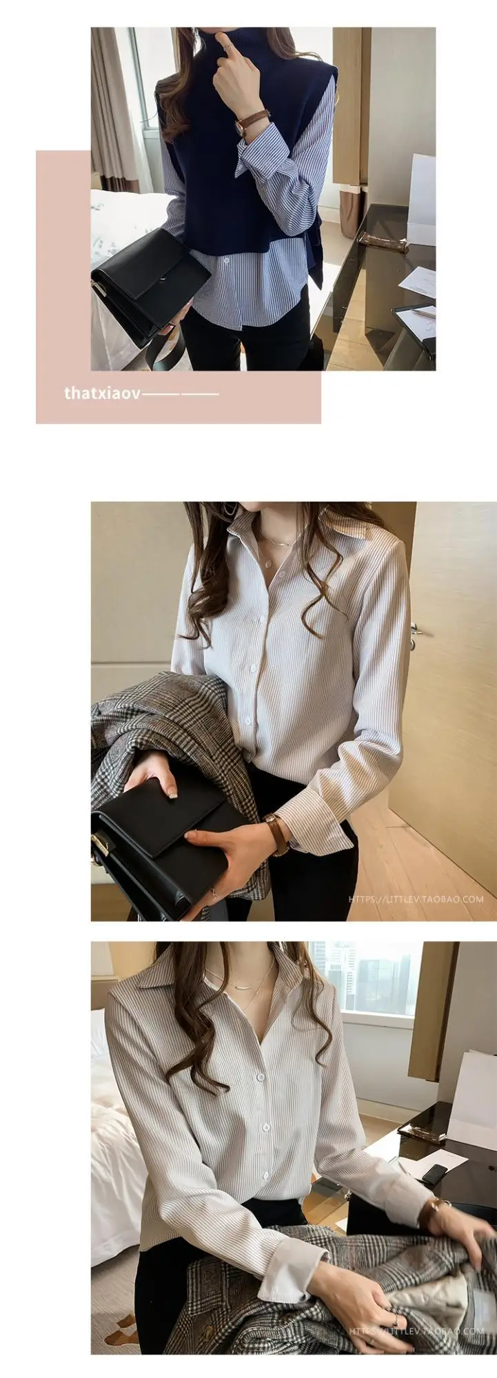 2026 Spring Plus Size Vertical Striped Shirt for Women — feature 7
