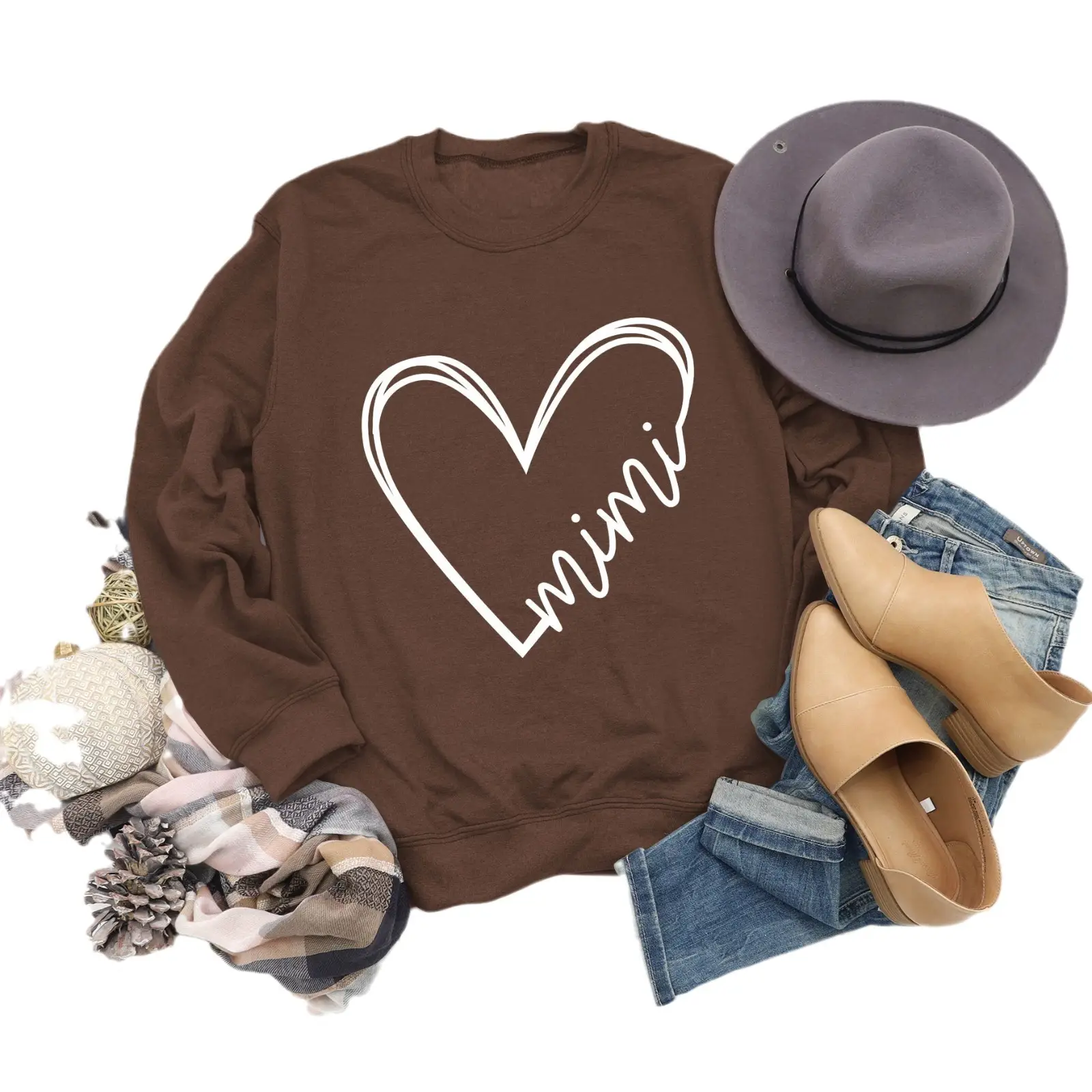Women's Green Heart Print Long Sleeve Sweatshirt - Image 19