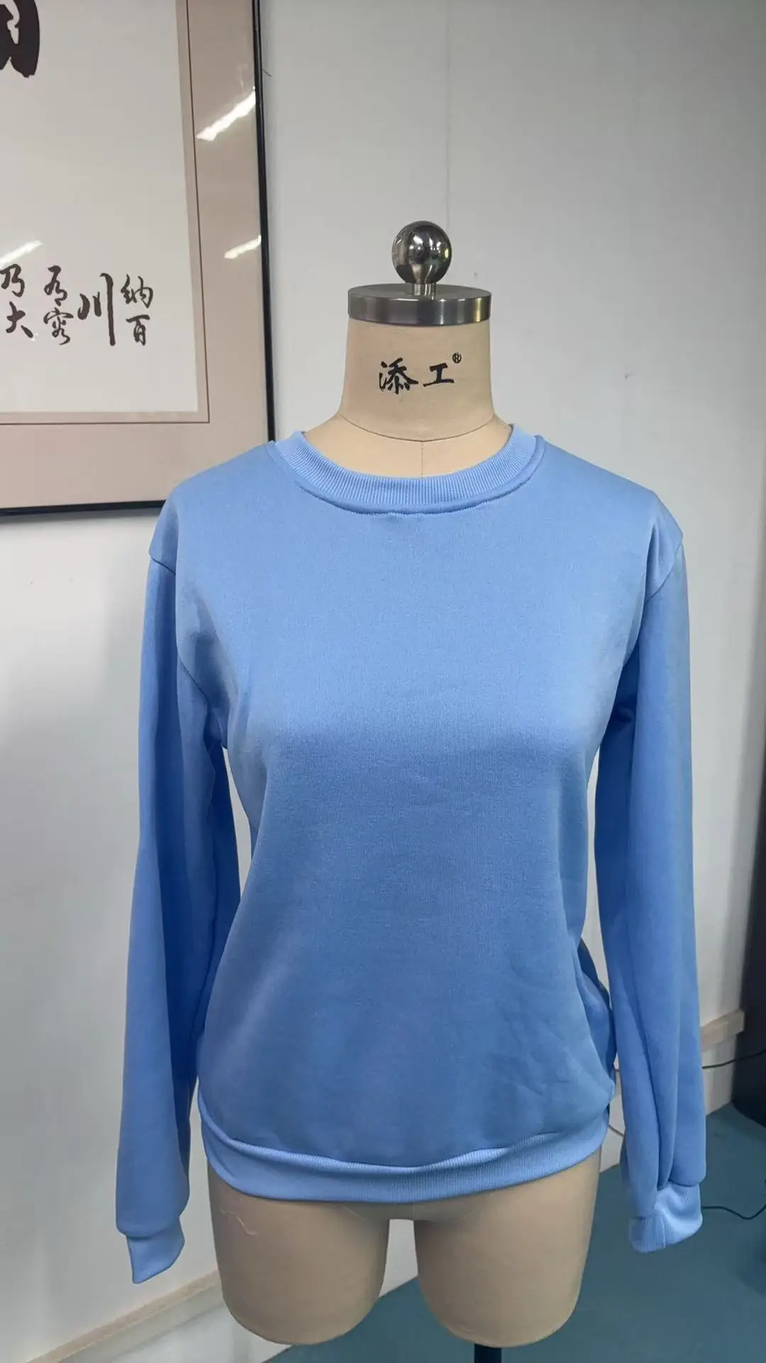Blue Crossbody Crewneck Sweater Unisex Winter Commuter - Image 7