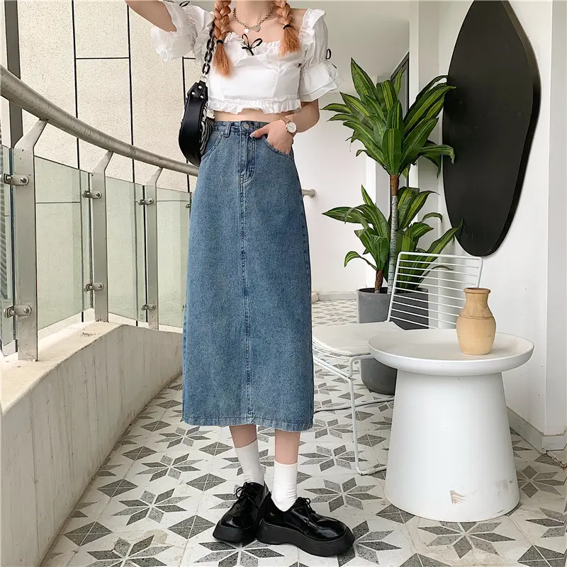 2024 Denim Mid-Length Skirt Women Slim Fit - Image 2