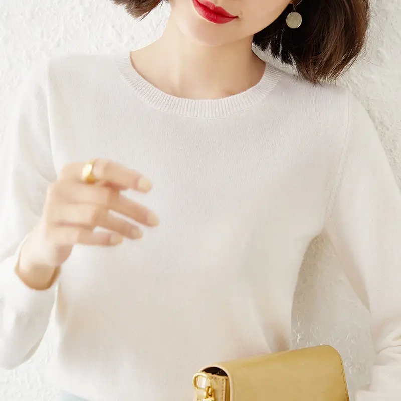 Women's Warm Knit Pullover Round Neck Long Sleeve - Image 14