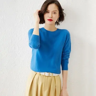 Women's Warm Knit Pullover Round Neck Long Sleeve - Image 10