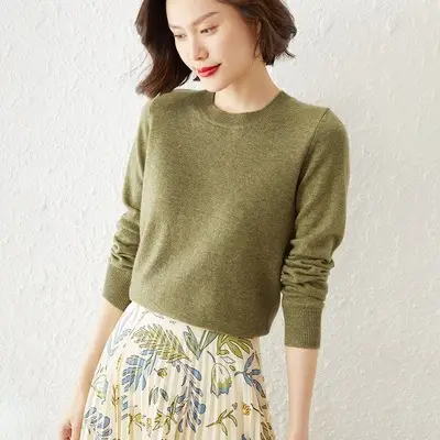 Women's Warm Knit Pullover Round Neck Long Sleeve - Image 2